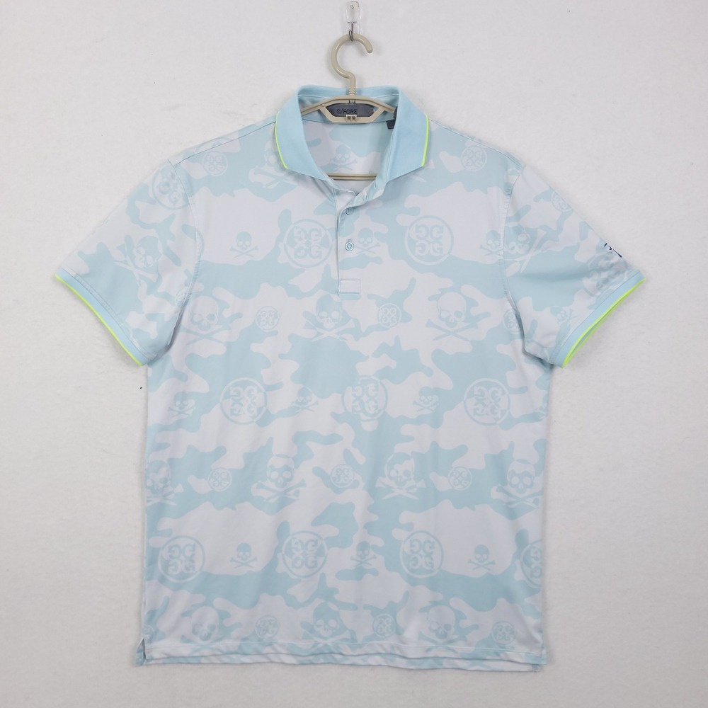 G/FORE Exploded Skull Camo Tech Golf Polo Shirt Mens Large Performance Preppy
